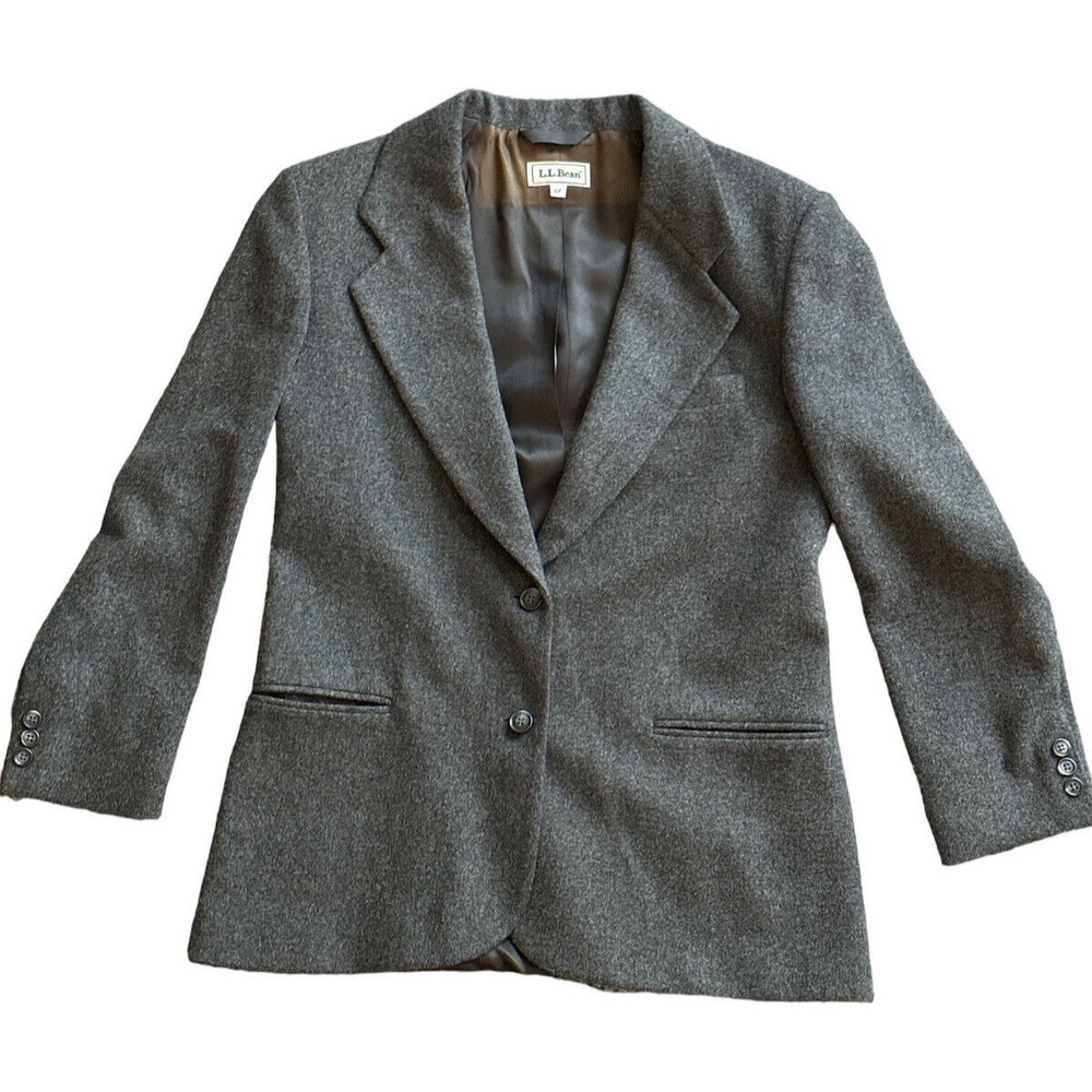 LL Bean Blazer Womens 8 P Cashmere Wool Blend 2 Button Made In USA Vintage